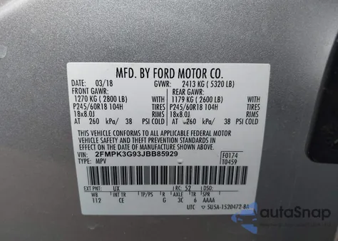 2018 Ford Edge Se from USA, damaged, VIN 2FMPK3G93JBB85929